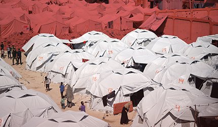 A group of tents provided by Sawaed